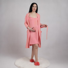 Теплый комплект халат с ночной "Застежка-Персик" 46-58р.