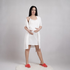 Комплект ночная с  халатом кулир "Виола-белый " 44-60р. 