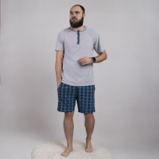 Мужская летняя пижама футболка с шортами "Планка-клетка" р.44-60