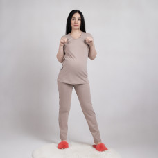 Летняя пижама футболка+штаны  для кормящих мам "Беж-мишель" 44-56р.