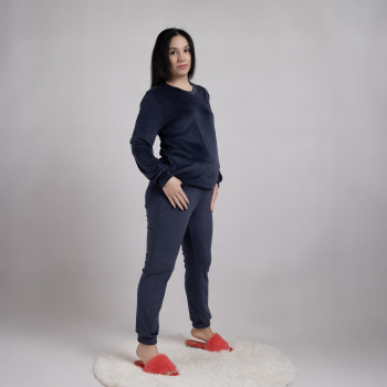 Домашний велюровый костюм "Бархат Велюр-т.синий"  46-54р.