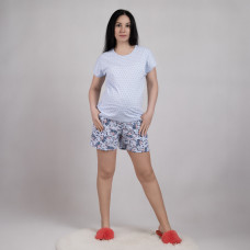 Комплект футболка+шорты "Цветы -голубой цвет" 48-60р.