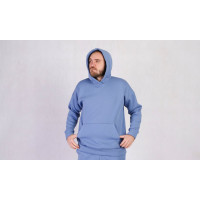 Мужская теплая кофта на молнии с капюшоном "Голубой цвет" р. 48-56