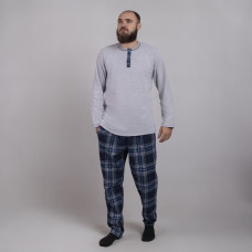 Чоловіча тепла піжама "Планка клітина -сіро- синій колір" р.48-60  