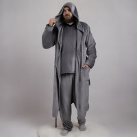 Чоловічий махровий комплект халат з піжамою ( світло-сірий колір) р.44-52