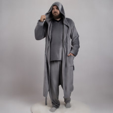 Мужской махровый комплект халат с пижамой ( світло-сірий колір)" р.44-52