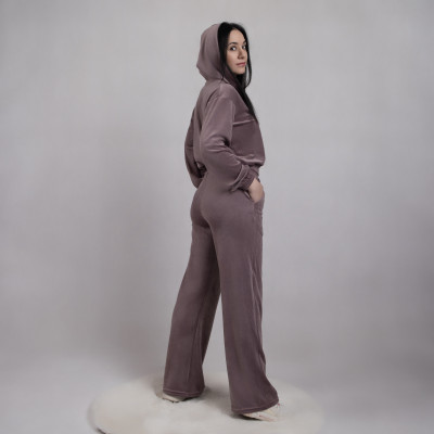 Молодежный женский велюровый костюм укороченная кофта "Бежево-роз" р. 42-48