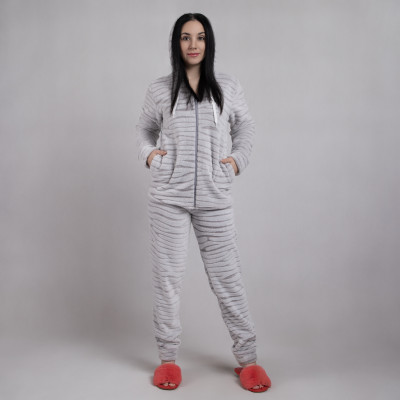 Женская махровая пижама на молнии "Шиншилла" р.48-56 