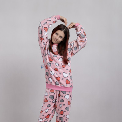 Детская махровая пижама "Сердца" 36-42р.