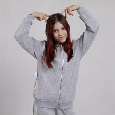 Стильный подростковый костюм на девочку серый р.36-42 