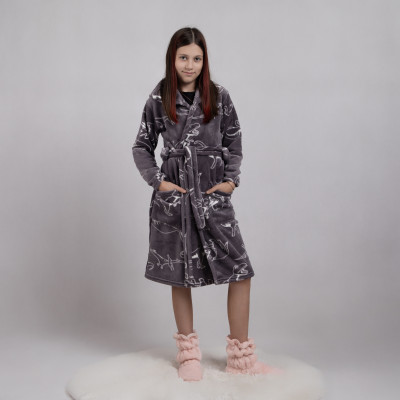 Детский махровый халат на запах  "Дино" р.34-42 