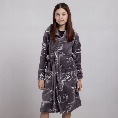 Детский махровый халат на запах  "Дино" р.34-42 