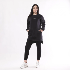 Женское теплое платье 3х-нитка начес  "Стиль- Черный" 42-54р. без надписи