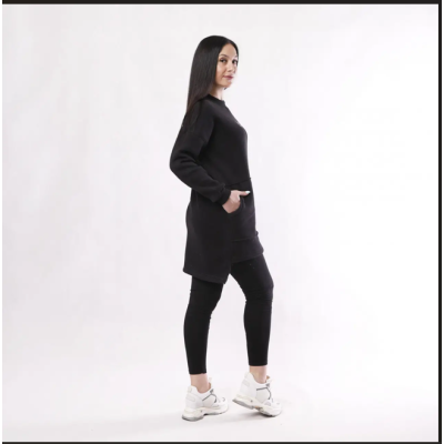 Женское теплое платье 3х-нитка начес  "Стиль- Черный" 42-54р. без надписи