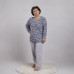 Женская теплая пижама байка кнопка "Абстракция-серый" р. 52-64