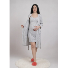 Комплект ночная с халатом кулир "Ева-серая" 44-60р. Комплект ночная с халатом кулир "Ева-серая" 44-60р.