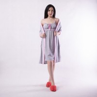 Комплект халат с ночной кулир  "Мила" (ночная розового цвета!) р.42-54