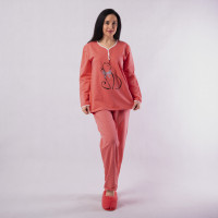 Женская теплая пижама "Кошка"  р. 44-56