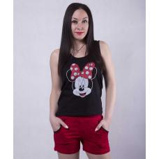 Жіноча піжама майка з шортами "Minnie" р. 42-50 (колір чорна майка, червоні шорти) Жіноча піжама майка з шортами "Minnie" р. 42-50 (колір чорна майка, червоні шорти)