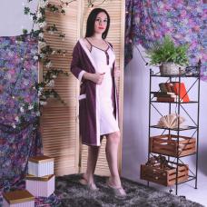 Комплект халат с сорочкой  кулир "Fantastic dream" р.42-54